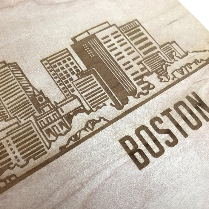 Boston Skyline Maple Cutting Board | Laser Engraved Boston Kitchen Gift