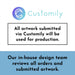 Text that states that all artwork submitted via Customily will be used for production, and that the in-house design team reviews all orders and submitted artwork.