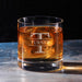 Clean hero-style image of the personalized whiskey glass on a marble surface, featuring the “T Turner” engraving. The design appears crisp and professionally finished.