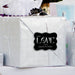 Silver gift bag decorated with a personalized “With Love” foil wedding gift tag in metallic silver. Styled as elegant packaging for weddings, bridal showers, and engagement gifts.