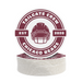 A stack of maroon and white coasters featuring the logo of the Chicago Bears football team.