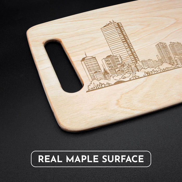Boston Skyline Maple Cutting Board | Laser Engraved Boston Kitchen Gift