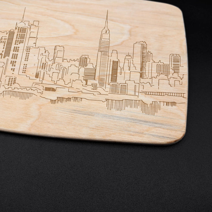 New York City Skyline Maple Cutting Board | Laser Engraved NYC Kitchen Gift