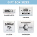 Size chart showing the four available gift box options: Single Sleeve, 2 Sleeve, 3 Sleeve, and One Dozen. Designed to fit standard golf ball packaging.