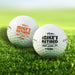Set of personalized retirement golf balls featuring the "Retired And Loves It" design. Customized with a name and available in multiple print colors.