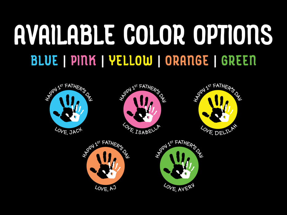 available color options are blue, pink, yellow, orange, and green