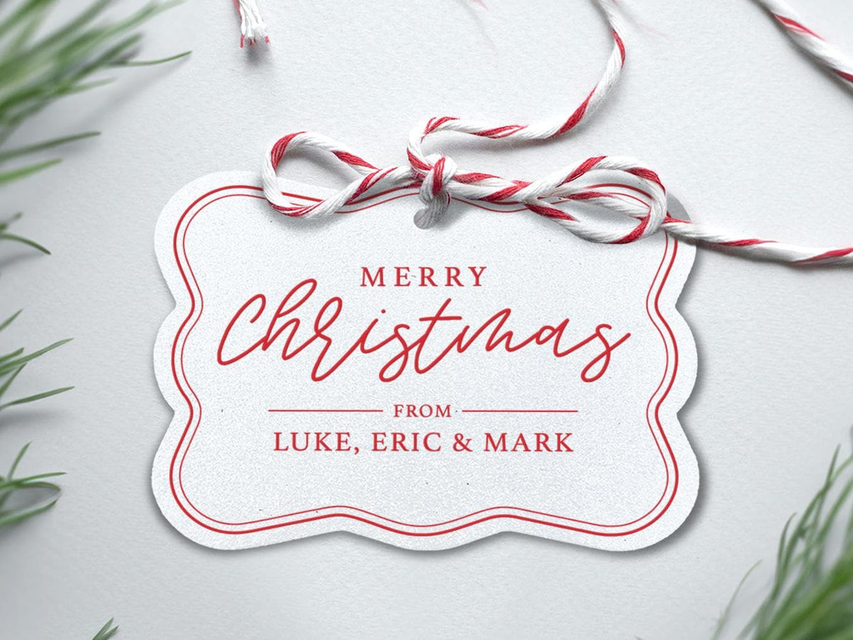 Merry Christmas White Glitter Rounded Rectangle Hang Tag — All Custom Gifts
