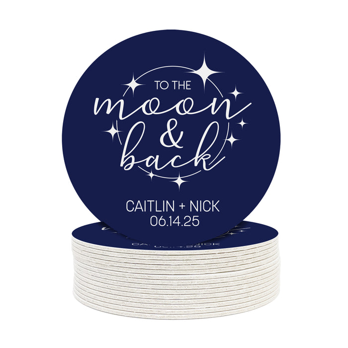 To The Moon & Back Wedding Coasters