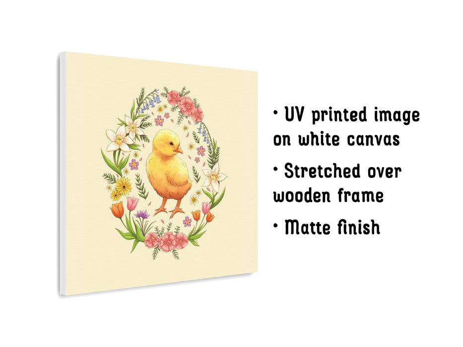 12x12 inch canvas with spring easter chick pastel easter art UV printed image on white canvas Stretched over wooden frame Matte finish