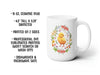 15 ounce white ceramic mug with spring easter art of a baby chick  15 oz. Ceramic Mug  Printed on 2 sides Professional Dye sublimated printing (won't scratch or wash off!) Dishwasher and Microwave Safe Large 4 finger handle