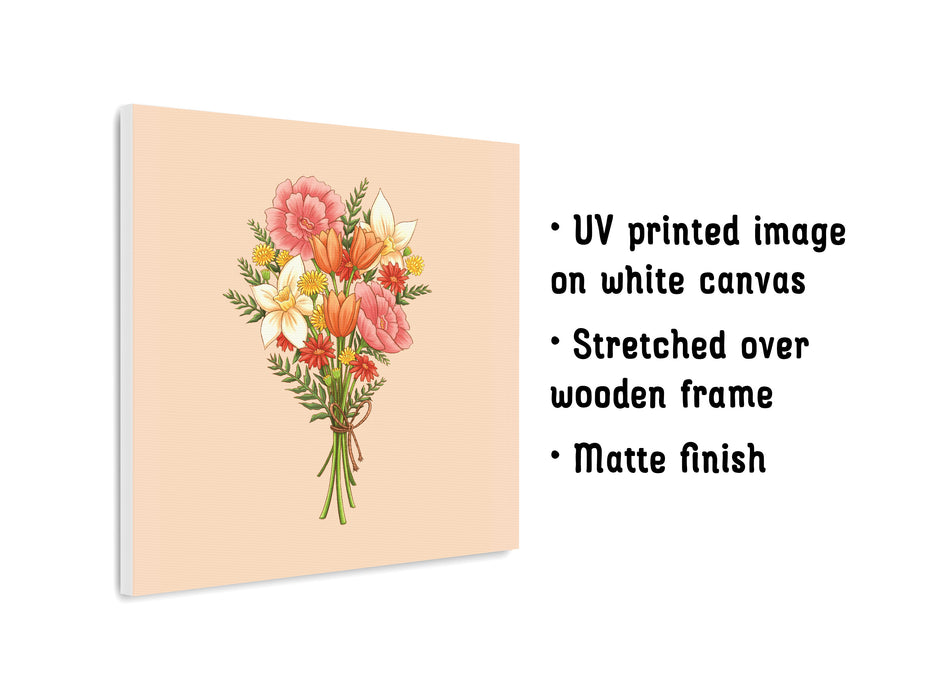 12x12 inch canvas with spring flowers pastel easter art UV printed image on white canvas Stretched over wooden frame Matte finish