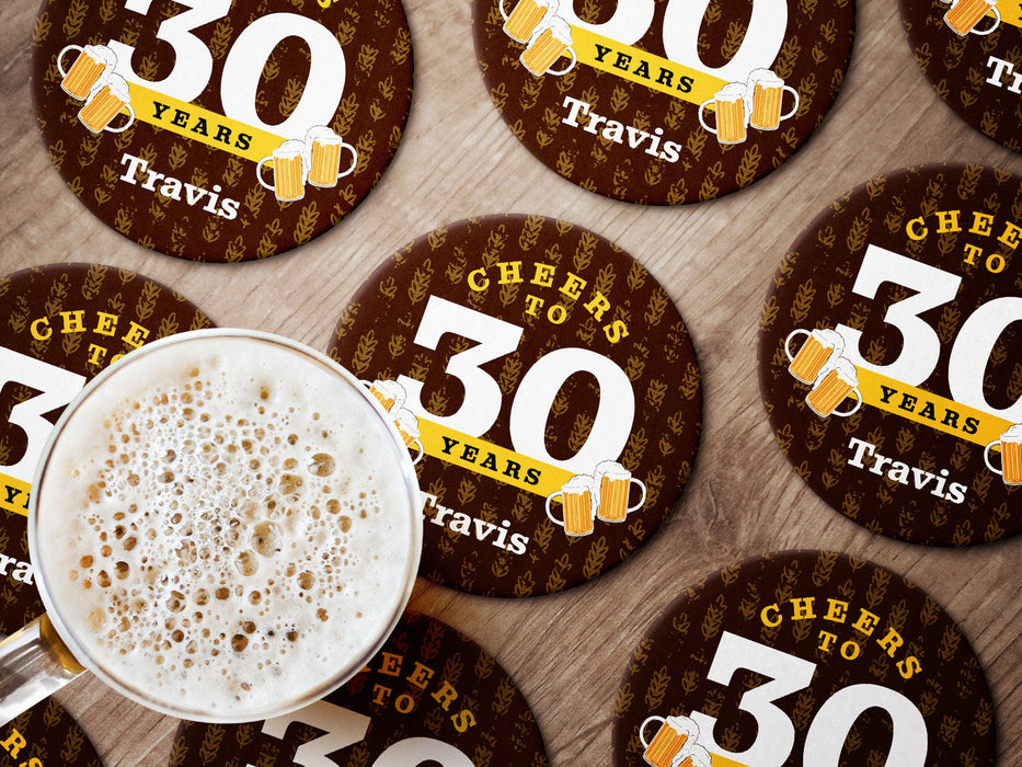 Rustic Cheers to Years Birthday Coasters — All Custom Gifts rustic-cheers-to-years-birthday-coasters-all-custom-gifts