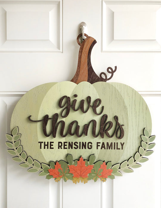 Personalized Give Thanks Door Sign