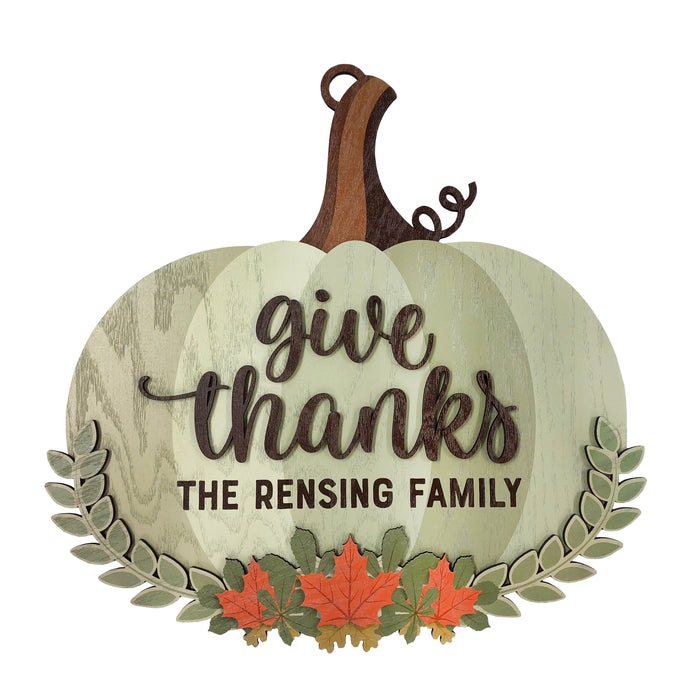 Personalized Give Thanks Door Sign