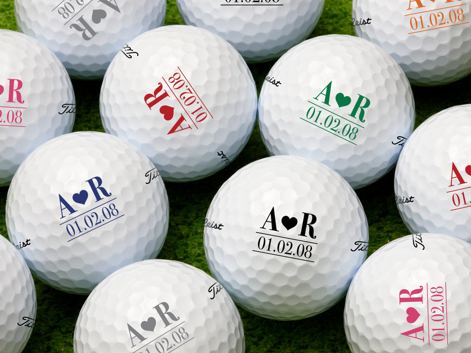 Custom Initials & Heart Golf Balls