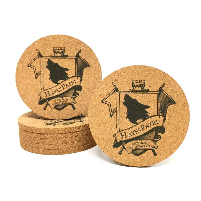  Personalized Coasters For Drinks, Set of 4 - Cork