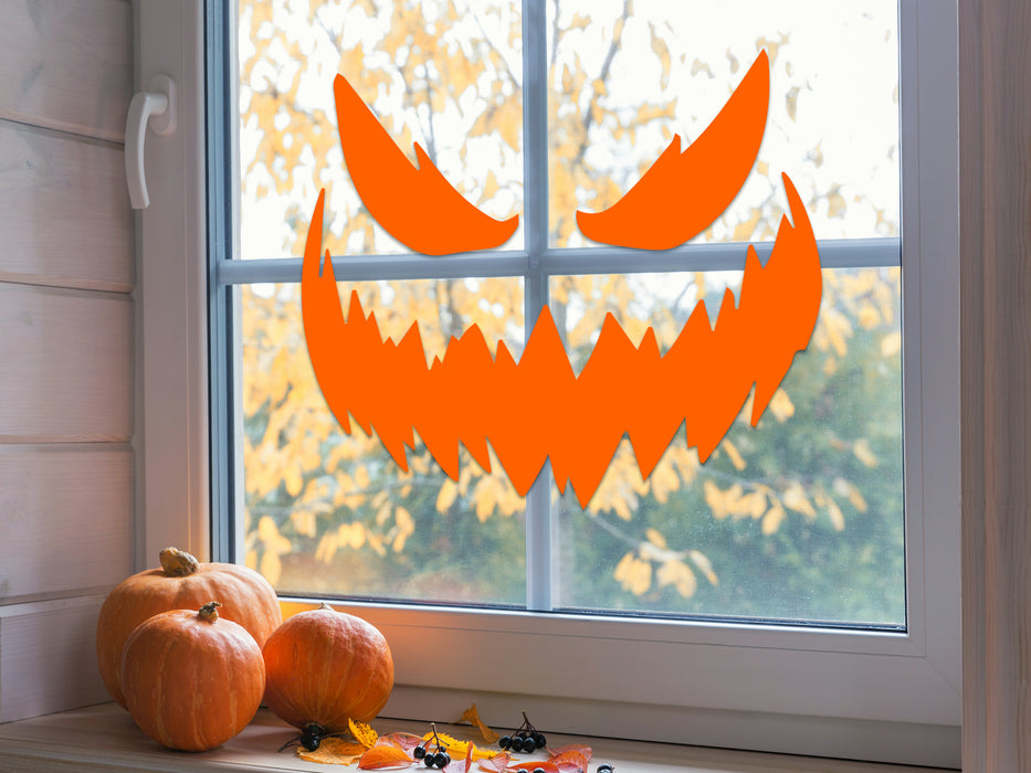 Scary Pumpkin Face Window Sticker Kit | Vinyl Decal — All Custom Gifts