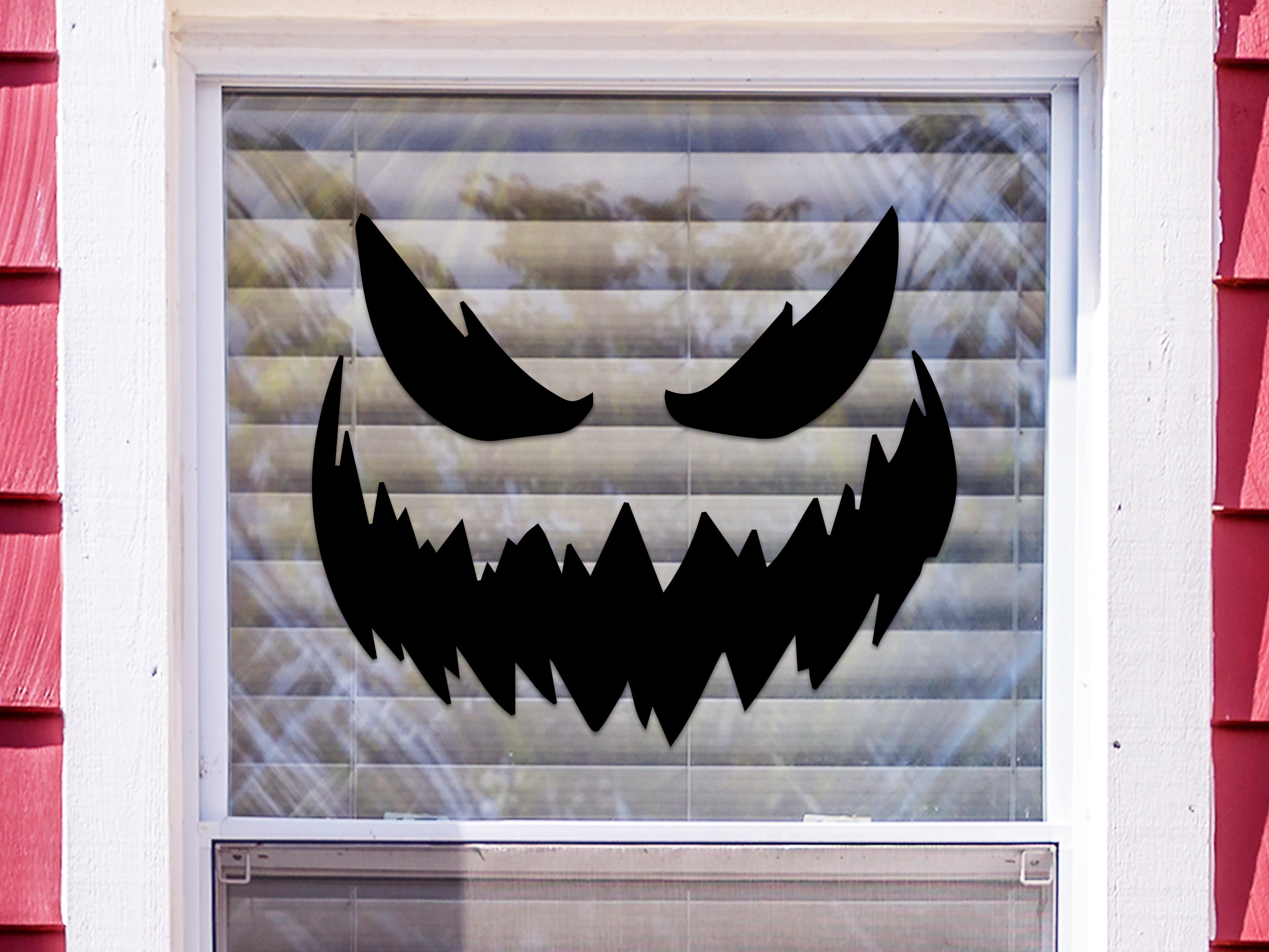 Scary Pumpkin Face Window Sticker Kit | Vinyl Decal — All Custom Gifts