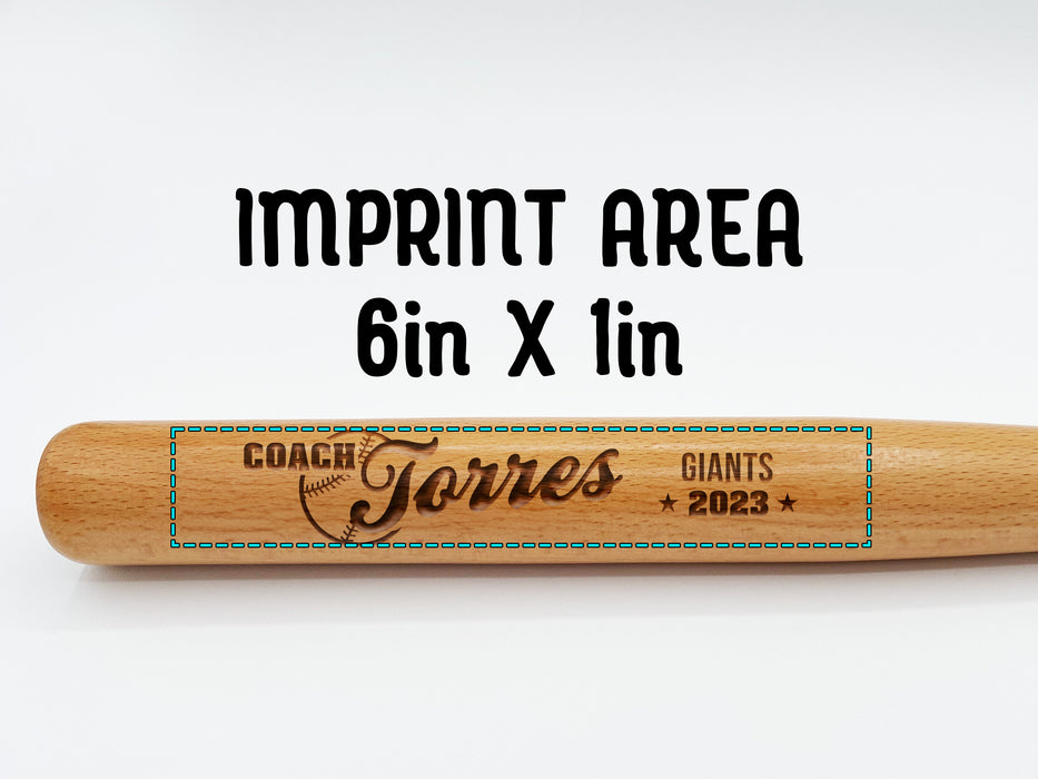 a baseball bat with the words imprint area on it