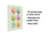 8x10 canvas with colorful easter artwork of rows of eggs and a baby chick UV printed image on white canvas Stretched over a wooden frame Matte finish