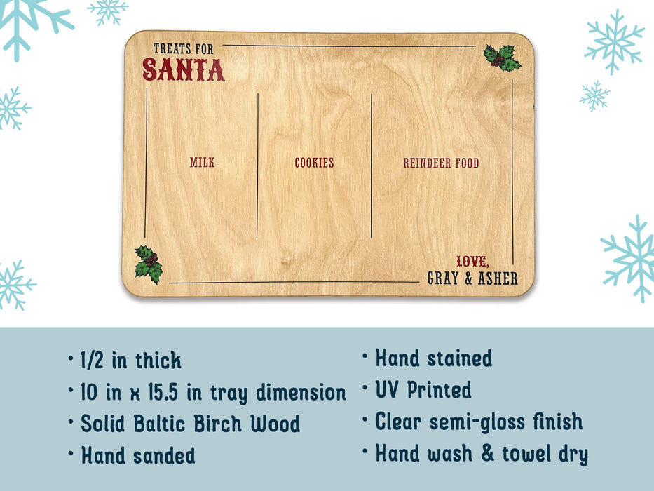.5&quot; in thick 10 in x 15.5 in tray dimension Solid Baltic Birch Wood Hand sanded & stained UV Printed with  clear semi-gloss finish Hand wash & towel dry