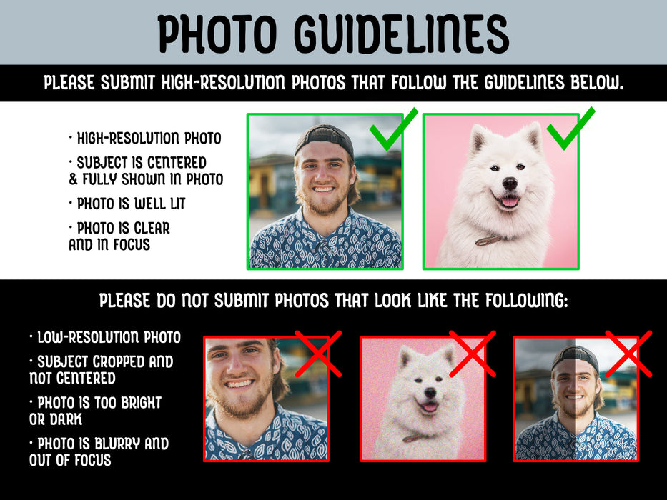 Photo Guidelines for submitted photos are shown.