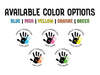 available color options include blue, pink, yellow, orange, and green