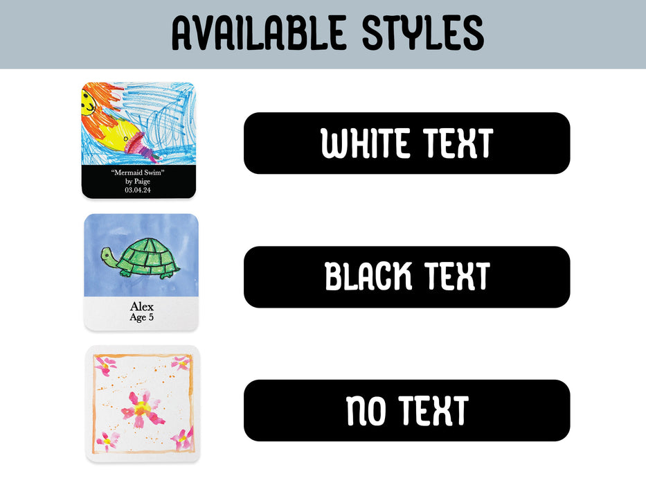 available styles include white text, black text, and no text